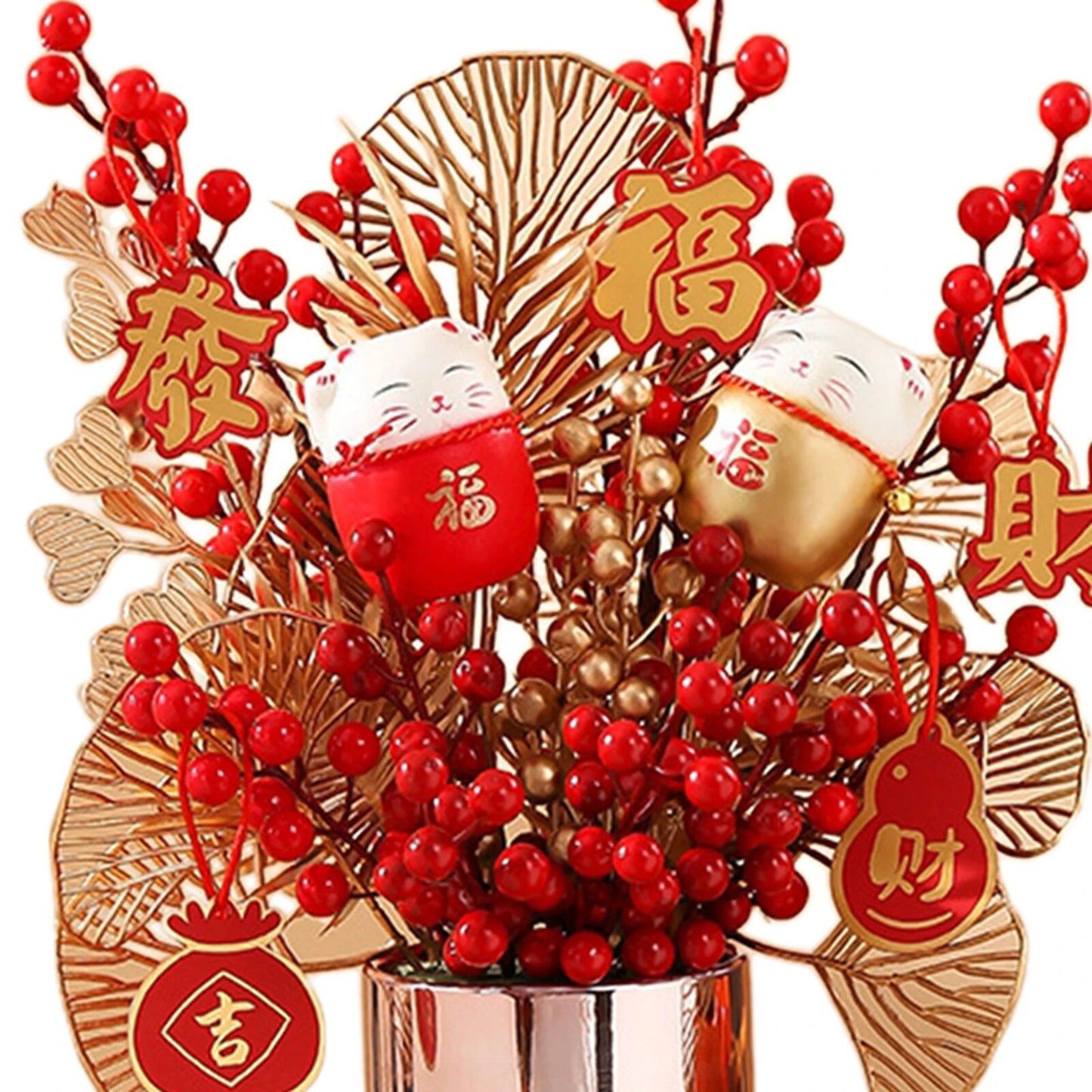 Red Artificial Berry Branches Bonsai Traditional Chinese New Year Ornaments Bon image 3