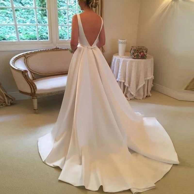 Sexy White Scoop Wedding Dresses 2023 Backless Bride Dress vestidos de novia Sa image 1