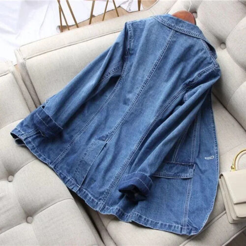 Vintage Suit Women Jeans Jacket Casual Tops Loose Short Denim Blazer O