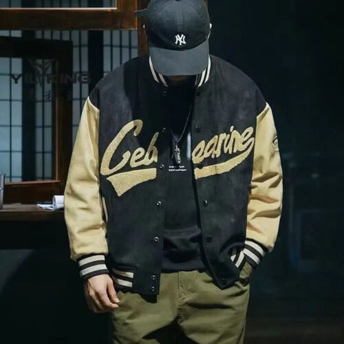 Spring and Autumn Casual Fashion Suede Baseball Jacket for Men Vintage