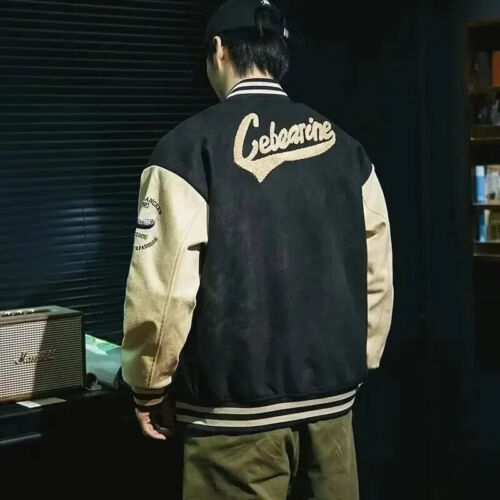 Spring and Autumn Casual Fashion Suede Baseball Jacket for Men Vintage