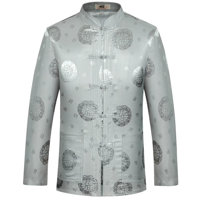 Brand Designer Chinese Traditional Men's Satin Mandarin Collar Dragon Silk Tang image 12