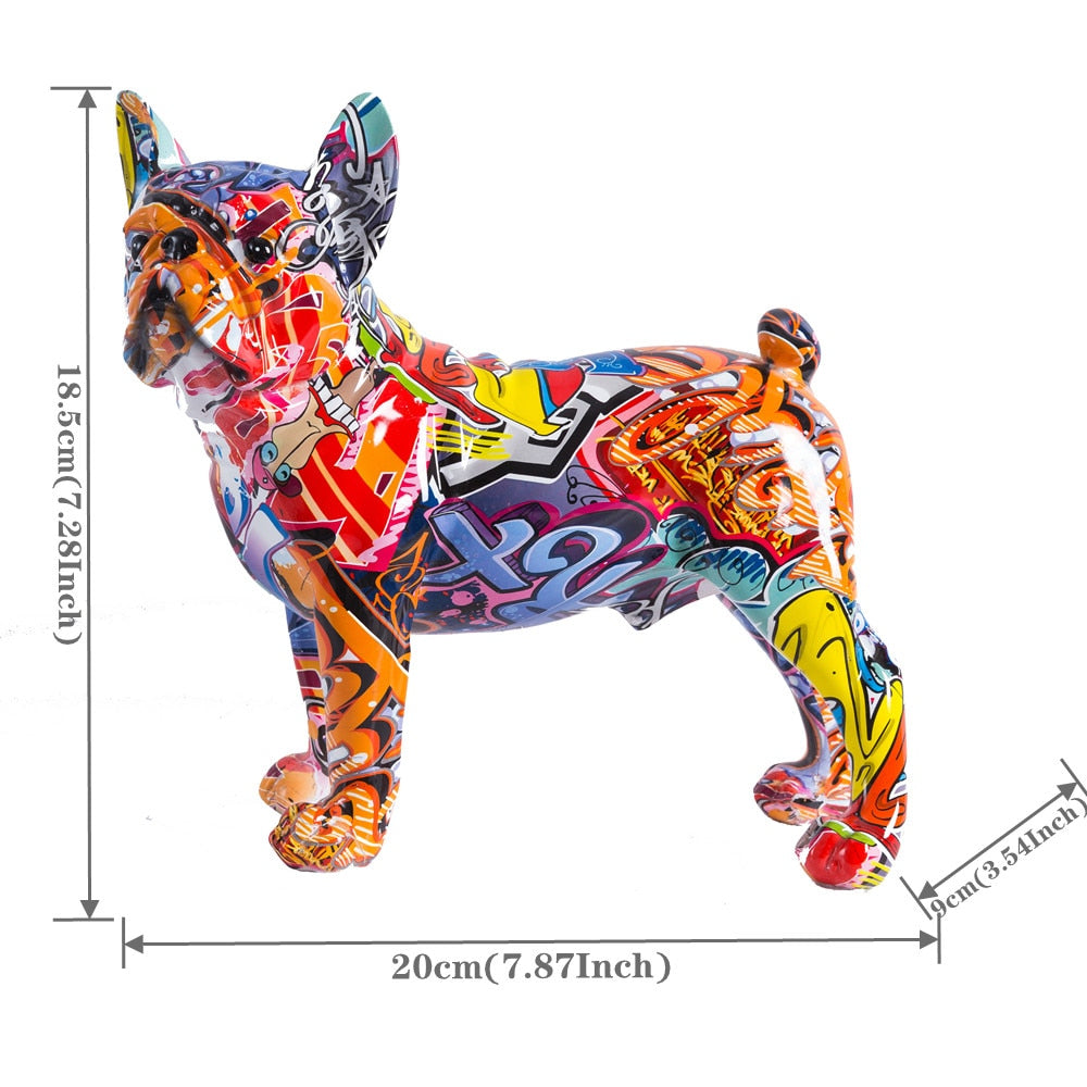 Nordic Art Painting Graffiti L/S French Bulldog Creative Resin Crafts Home Deco image 5