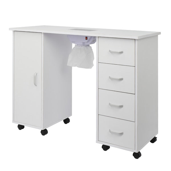 Portable nail table, nail art work table, single door 4 drawers with fan, locka image 4