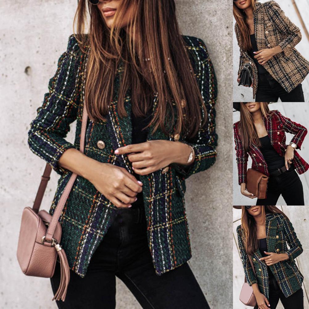 Double-breasted Lady Blazer Long Sleeve Woolen Modern Design Winter Lady Coat f image 2