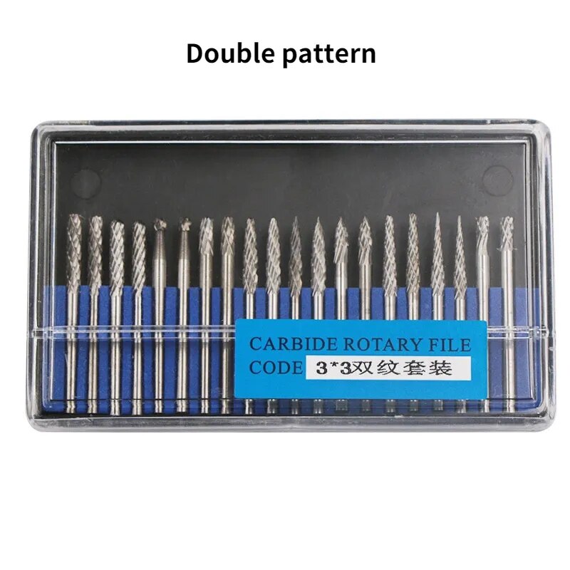 20Pcs/Set 3x3mm Shank Tungsten Carbide Rotary File Kit Burr For Grinding Wood A image 4
