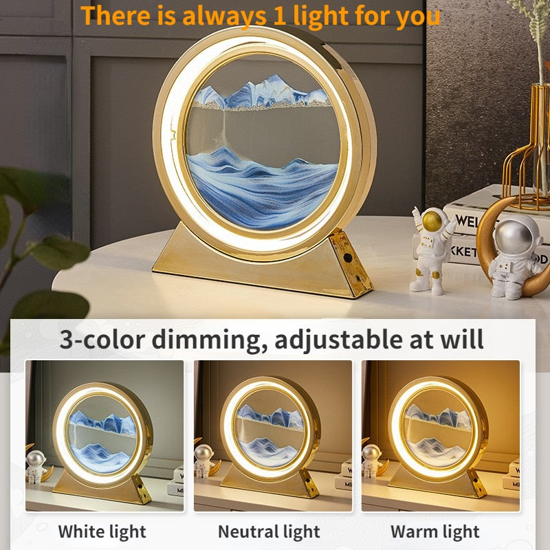 3D Hourglass Quicksand Moving sand art LED lamp sand 360-degree rotation image 13