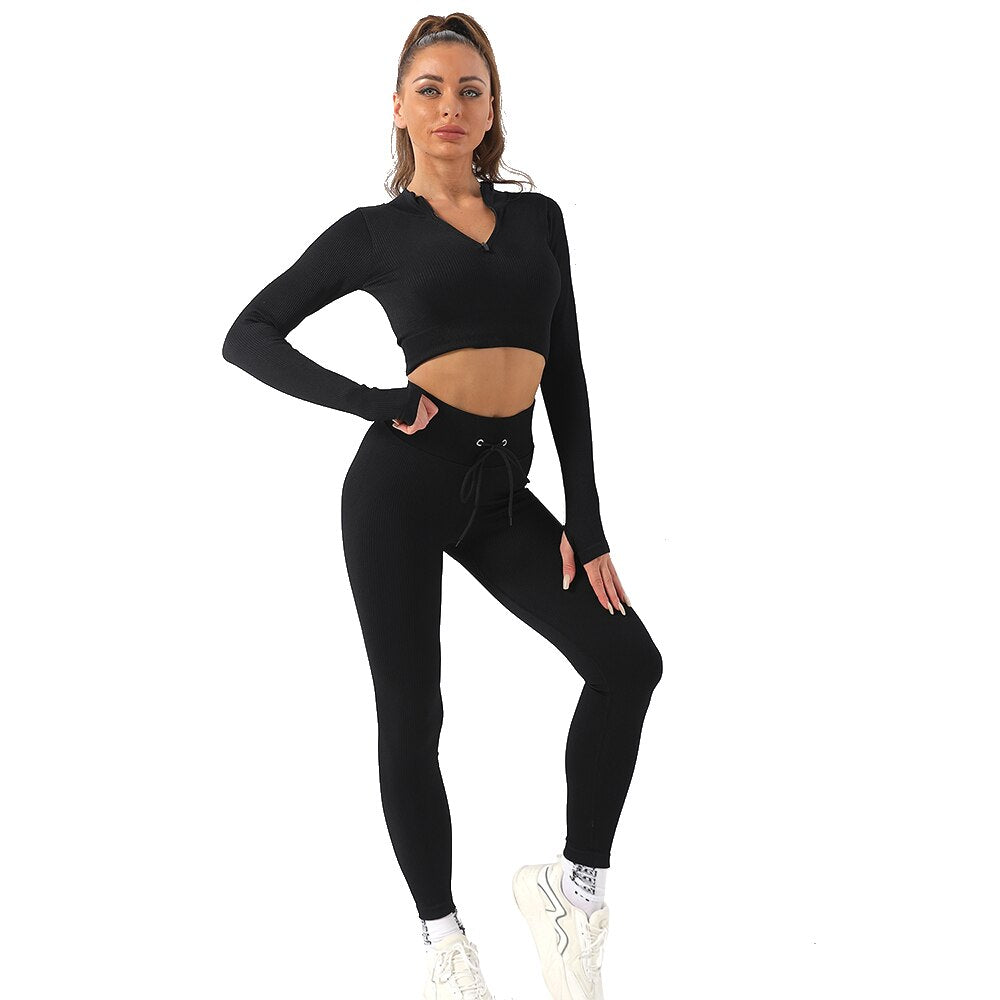 Ropa deportiva sin costuras OhSunny de stock en EE. UU. Ropa deportiva para mujer Chándal de gimnasio