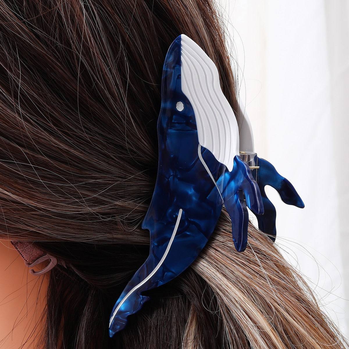 1 Acetic Acid New Fashionable Black Blue Whale Hairpin