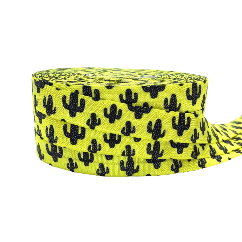 16mm Leopard Flowers Print Animal Fold over Elastic Band Sewing Tape Handm