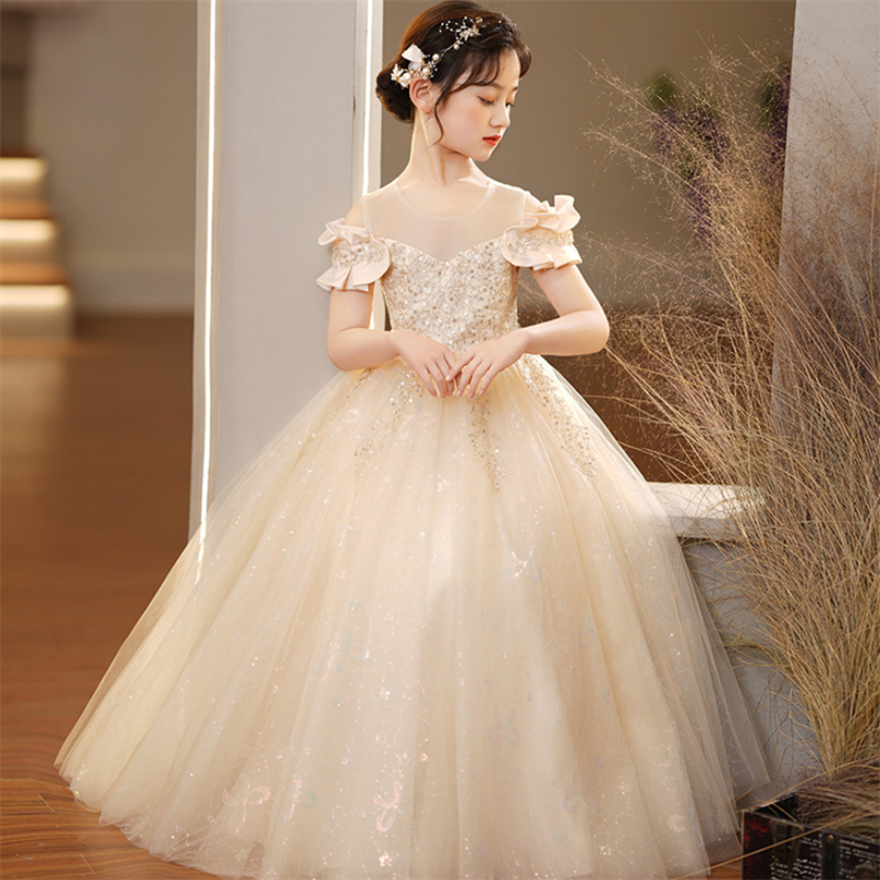 White Wedding Long Dresses for Girls Baby Lace Princess Dress Birthday Dress Ba image 4