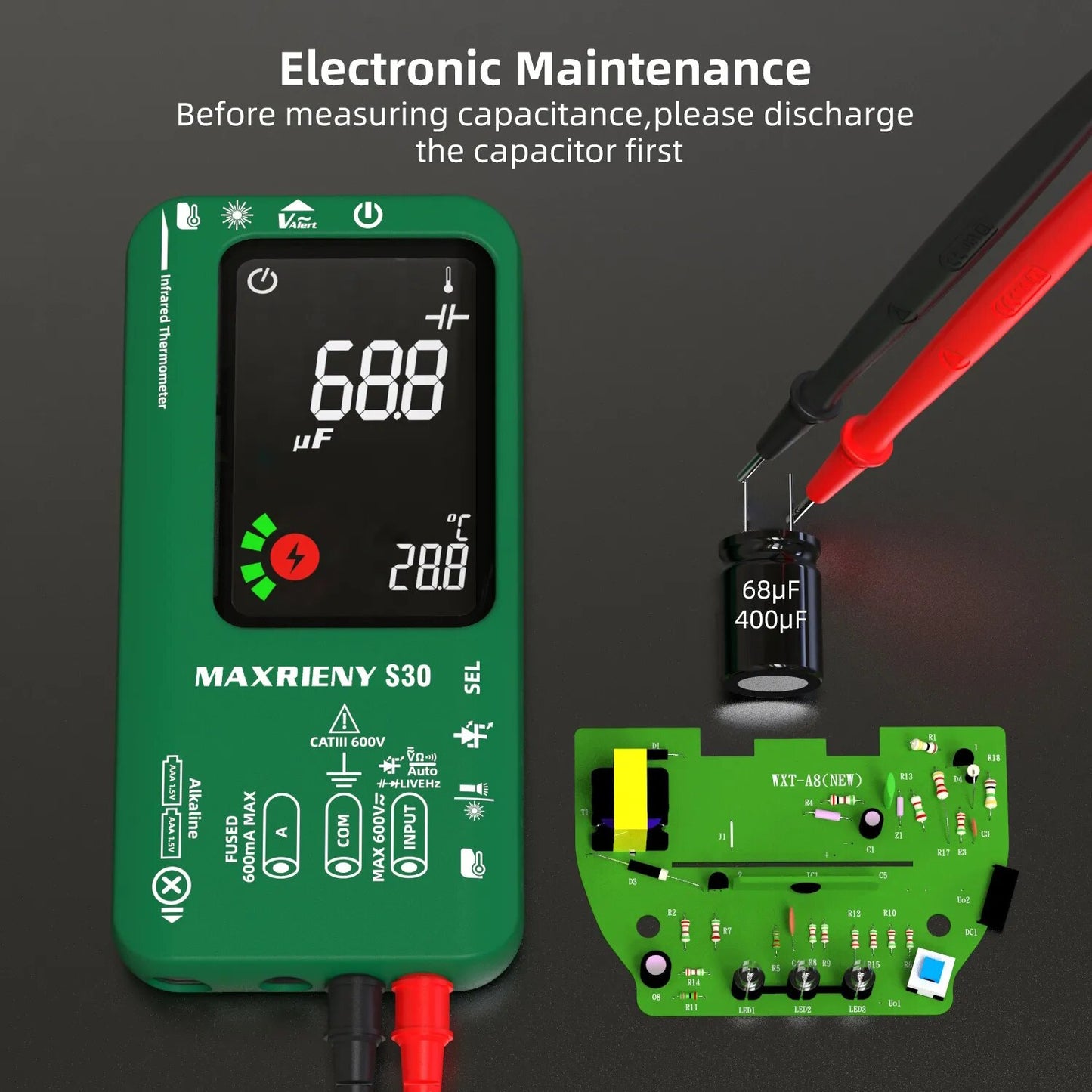 MAXRIENY Digital Multimeter Infrared Thermometer Rechargeable Voltmeter 9999 Co image 7