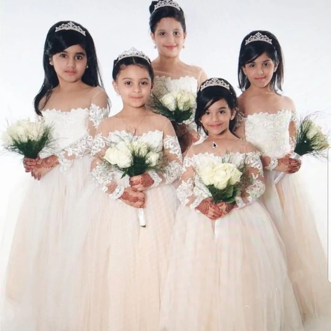 BABYONLINE Long Sleeve White Ivory Flower Girl Dresses for Wedding Guest Child image 4