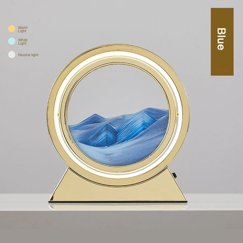 3D Hourglass Quicksand Moving sand art LED lamp sand 360-degree rotation image 1