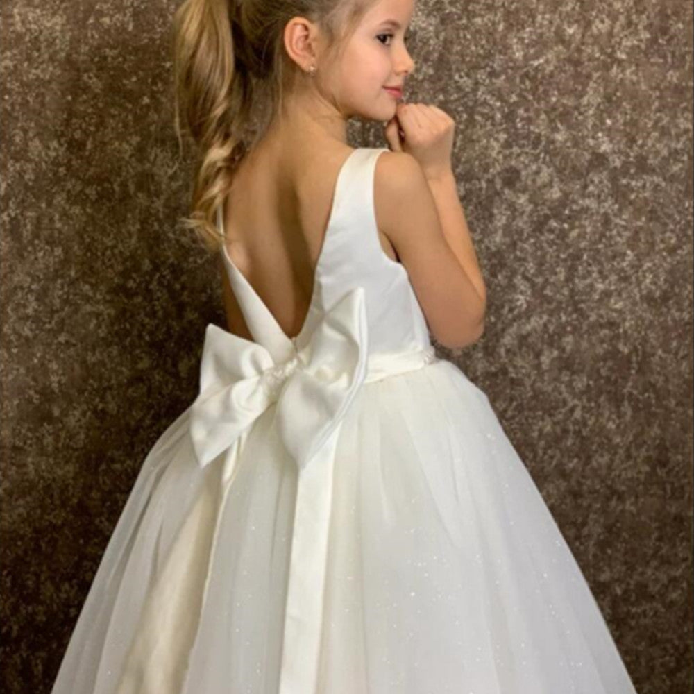 Ball Gown White Bridesmaid Dress Girls Wedding Party Flower Girl Dresses Kids P image 4