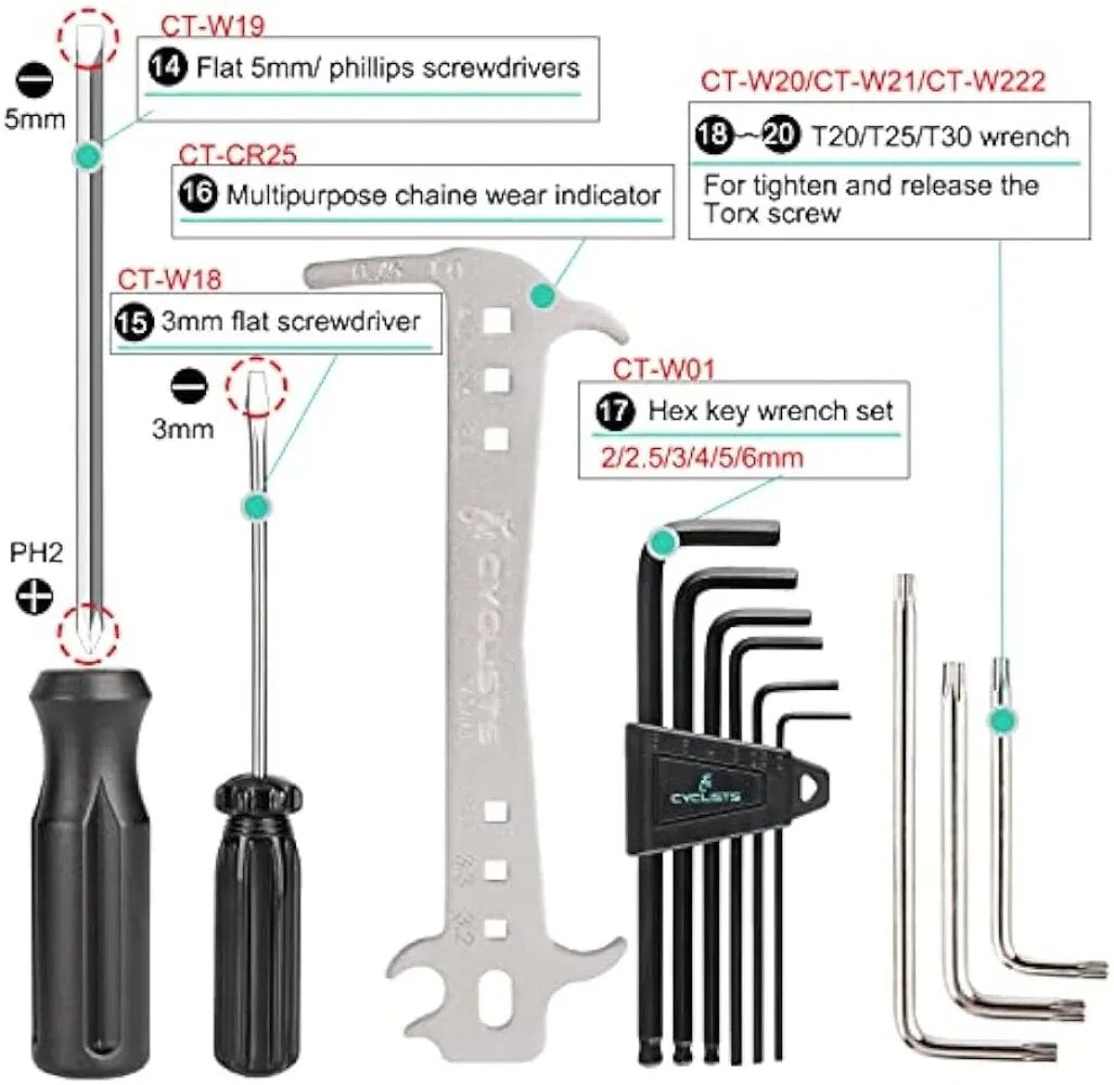 27 Piece Bike Tool Kit - Bike Tools Maintenance Repair Kit - Mountain/Road Bike image 5