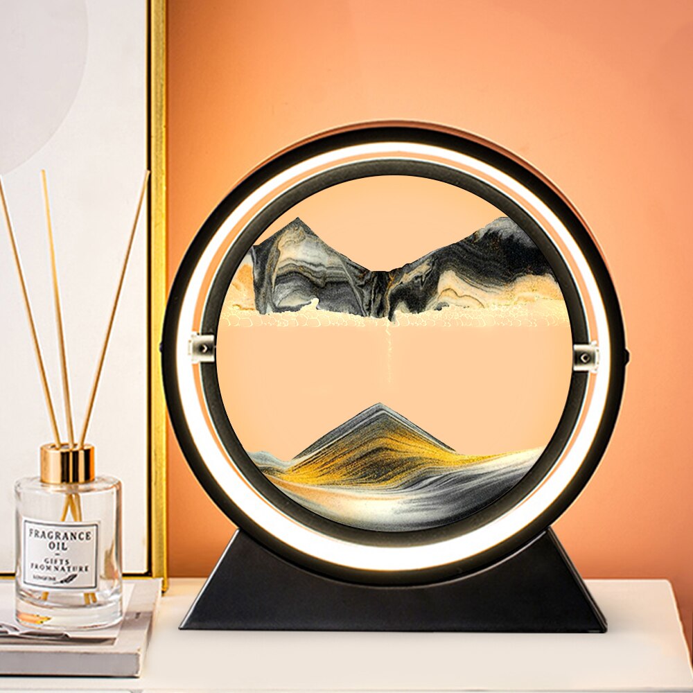 3D Hourglass Creative Quicksand Table Lamp Moving Sand Art Picture Deep Sea image 3