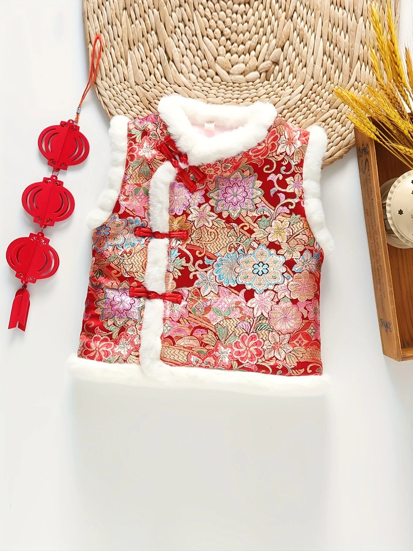 Chaqueta sin mangas con bordado grueso para niñas, estilo vintage, prenda exterior para otoño