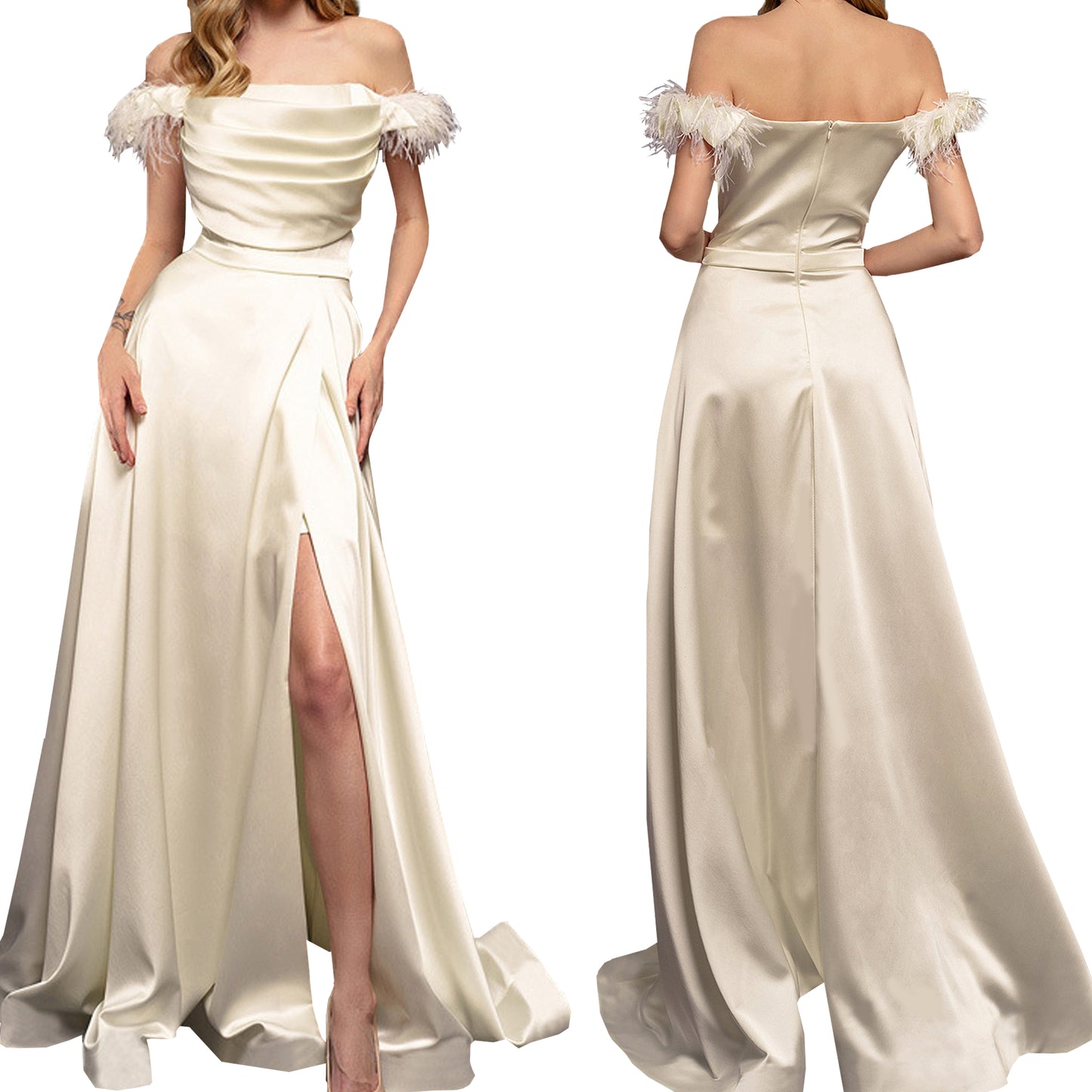 White Retro Luxury Elegant Women's Bridal Wedding Dress 2024 Autumn New Sexy Fa image 4