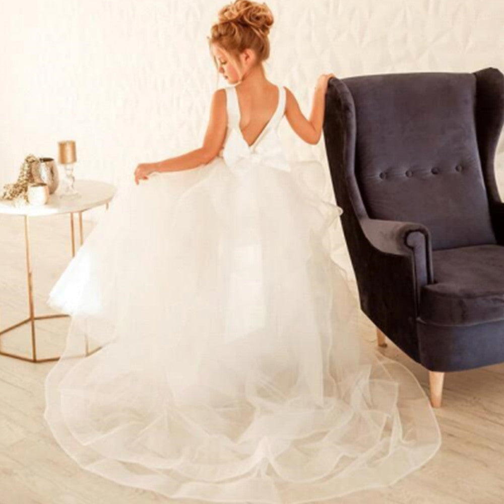 Ball Gown White Bridesmaid Dress Girls Wedding Party Flower Girl Dresses Kids P image 5