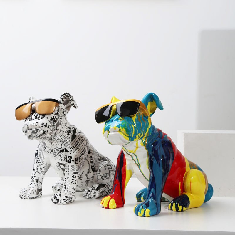 Nordic Painting Art English Bulldog Creative Resin Crafts Home Decoration Wine image 7