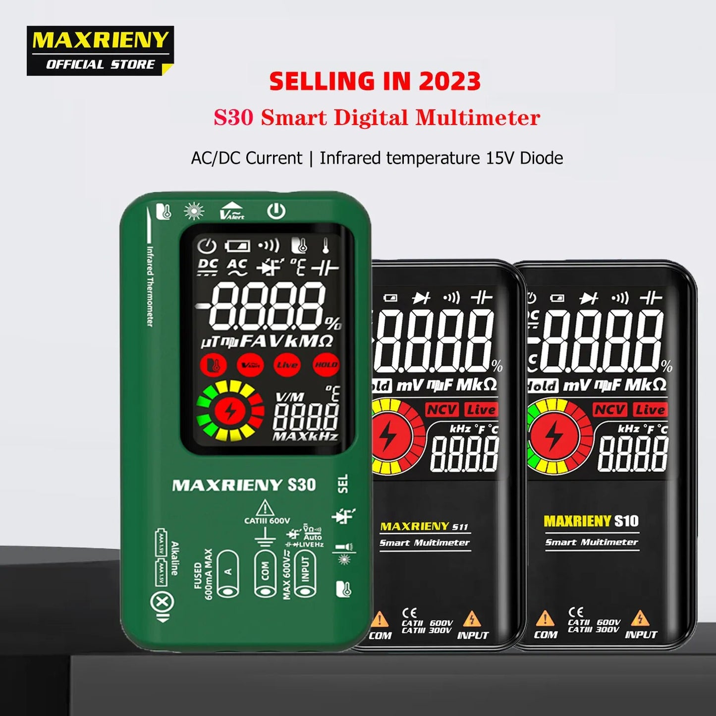 MAXRIENY Digital Multimeter Infrared Thermometer Rechargeable Voltmeter 9999 Co image 1