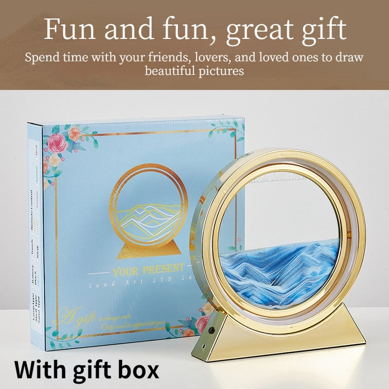 3D Hourglass Quicksand Moving sand art LED lamp sand 360-degree rotation image 10