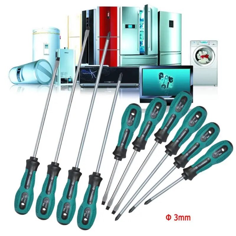 10Pcs/Set Screwdrivers Kit 75-200mm Chromium Vanadium Alloy Hand Tools Multi-fu image 1