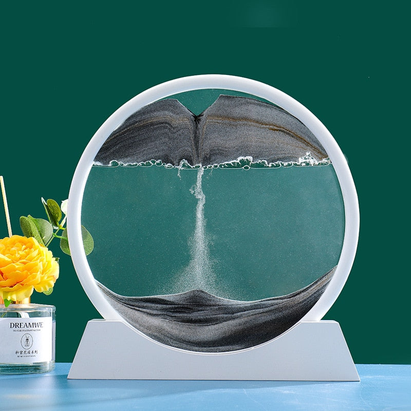 7/12inch Creative 3D Glass Sandscape in Motion Hourglass Moving Sand Frame Art image 2