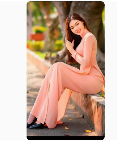 Vietnam Tradition Ao dai Cheongsam White Wedding Dress Include Pants Vintage Ru image 1