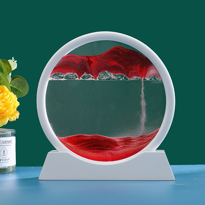 7/12inch Creative 3D Glass Sandscape in Motion Hourglass Moving Sand Frame Art image 3