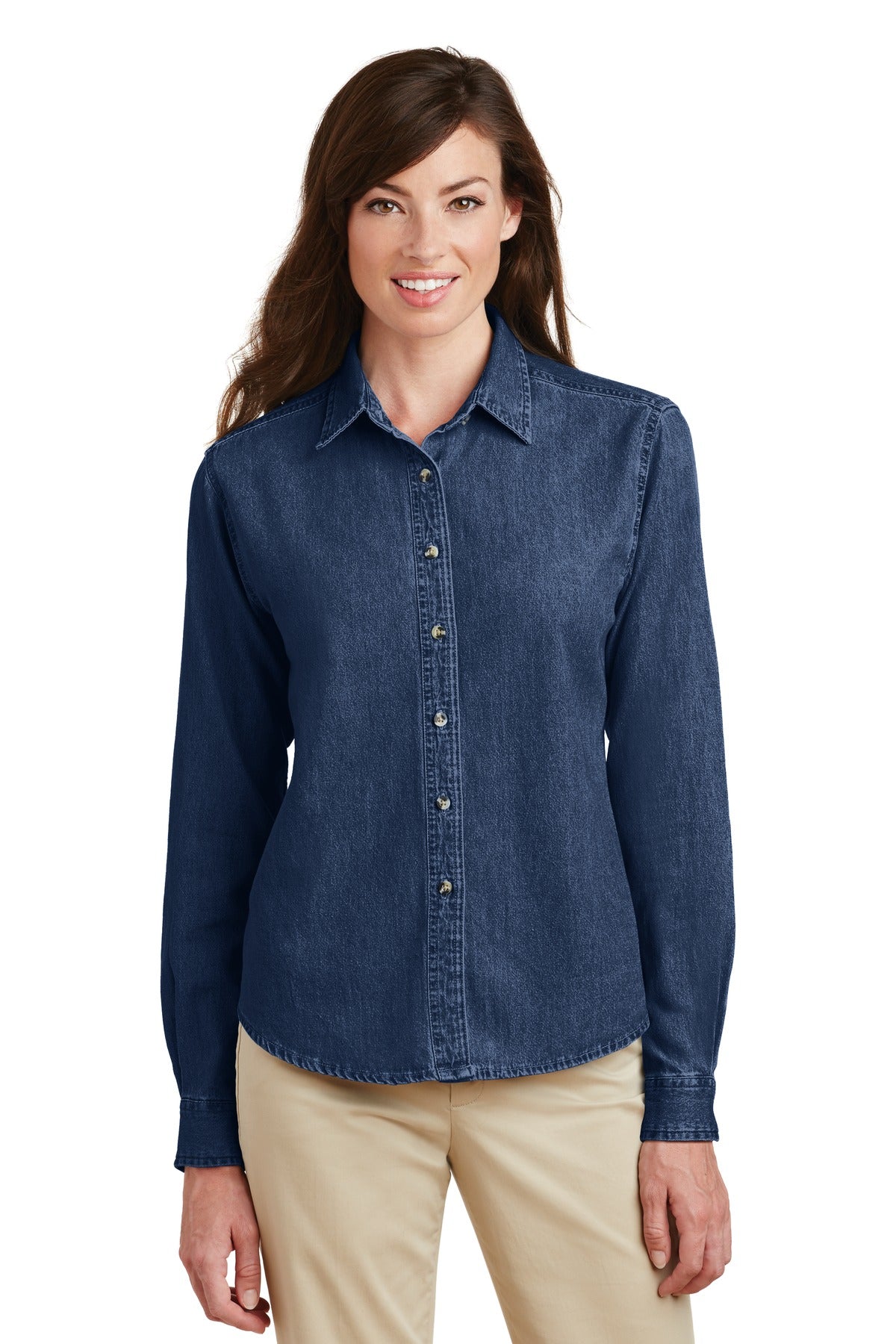 Port & Company? Women's Long Sleeve Value Denim Shirt. LSP10