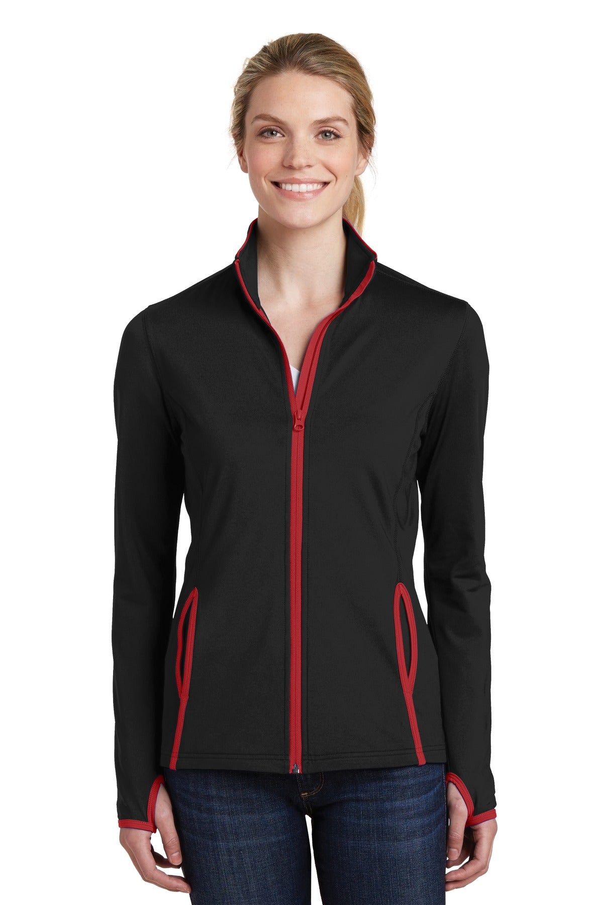 Sport-Tek? Women's Sport-Wick? Stretch Contrast Full-Zip Jacket. LST853