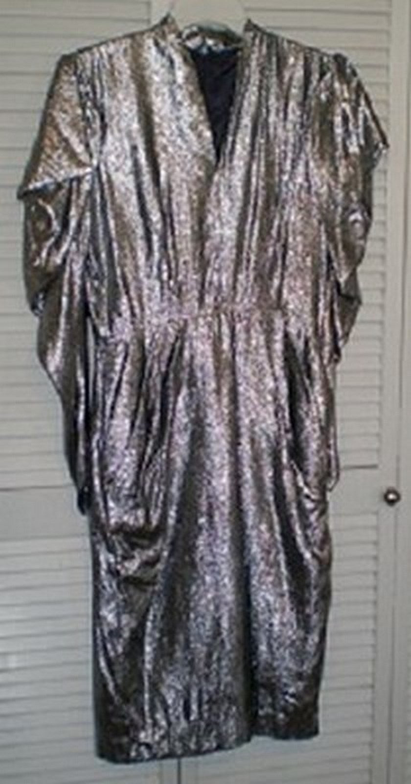 Vestido de mujer Victor Costa, de manga larga, voluminoso y metalizado, tejido ligero, talla 8