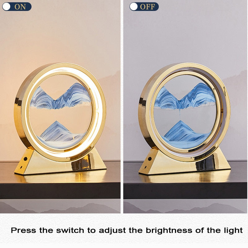 3D Hourglass Quicksand Moving sand art LED lamp sand 360-degree rotation image 8