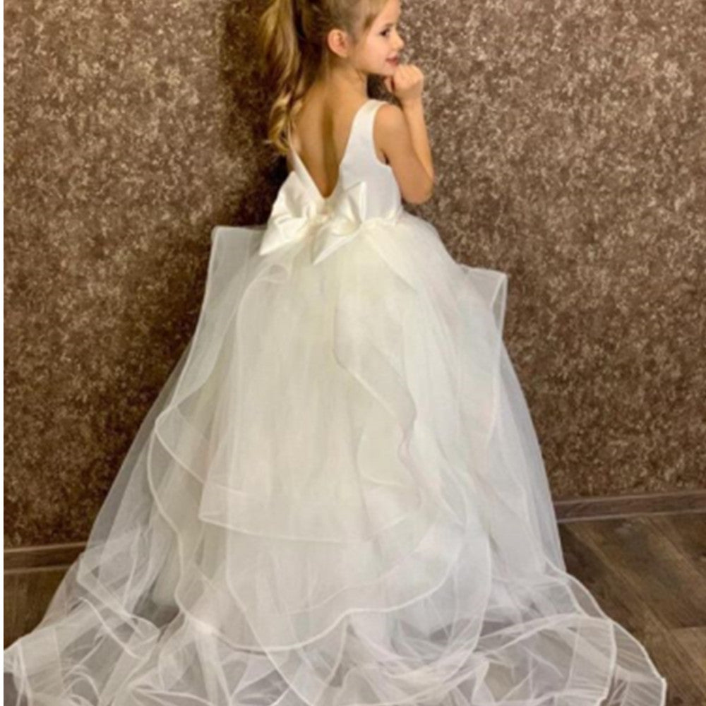 Ball Gown White Bridesmaid Dress Girls Wedding Party Flower Girl Dresses Kids P image 6