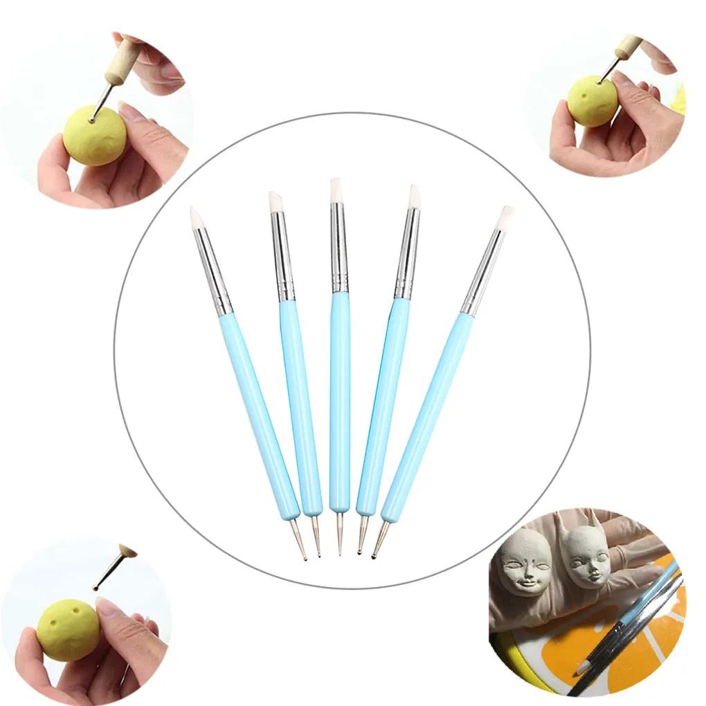 5pcs/set Double-ended Dotting Tools Set Nail Art Embossing Tools Pottery Craft image 2