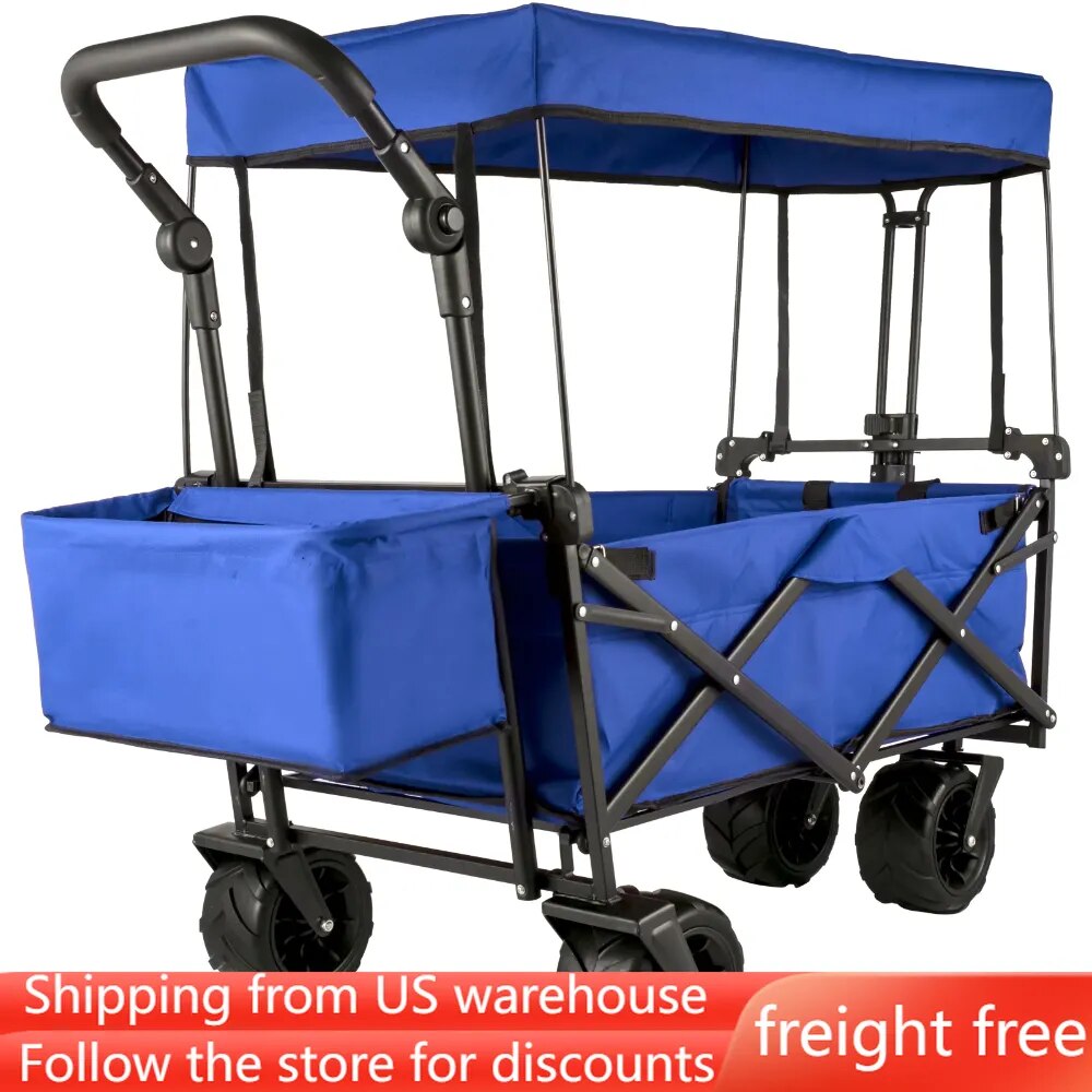 Camping carts, Foldable Wagon Cart Removable Canopy 600D Oxford Cloth,, Portabl image 2