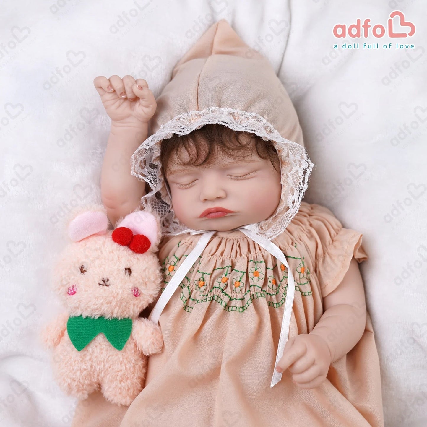 ADFO 51cm Bebe Reborn Dolls Sleeping Rosalie with Rooted Eyelashes Lifelike New image 6