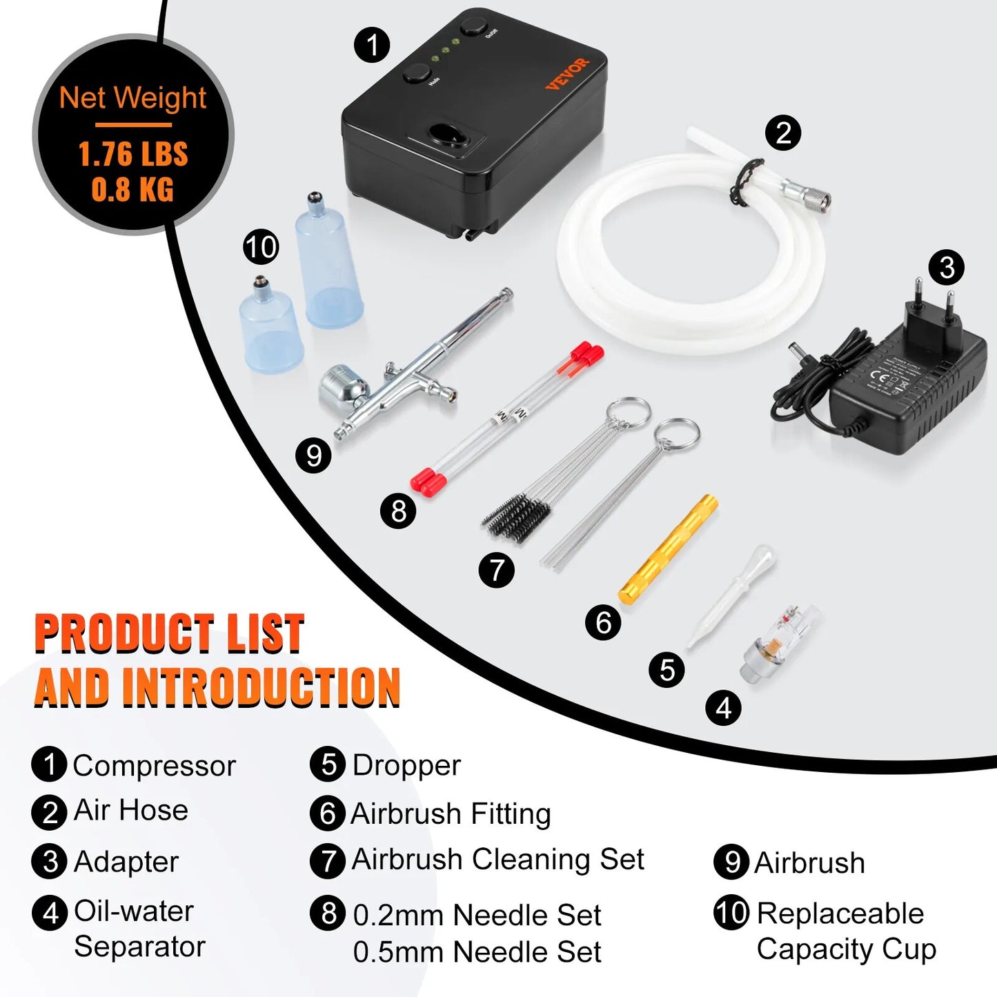 VEVOR Dual-Action Airbrush Kit with 30PSI High-Pressure Auto Start/Stop Control image 5