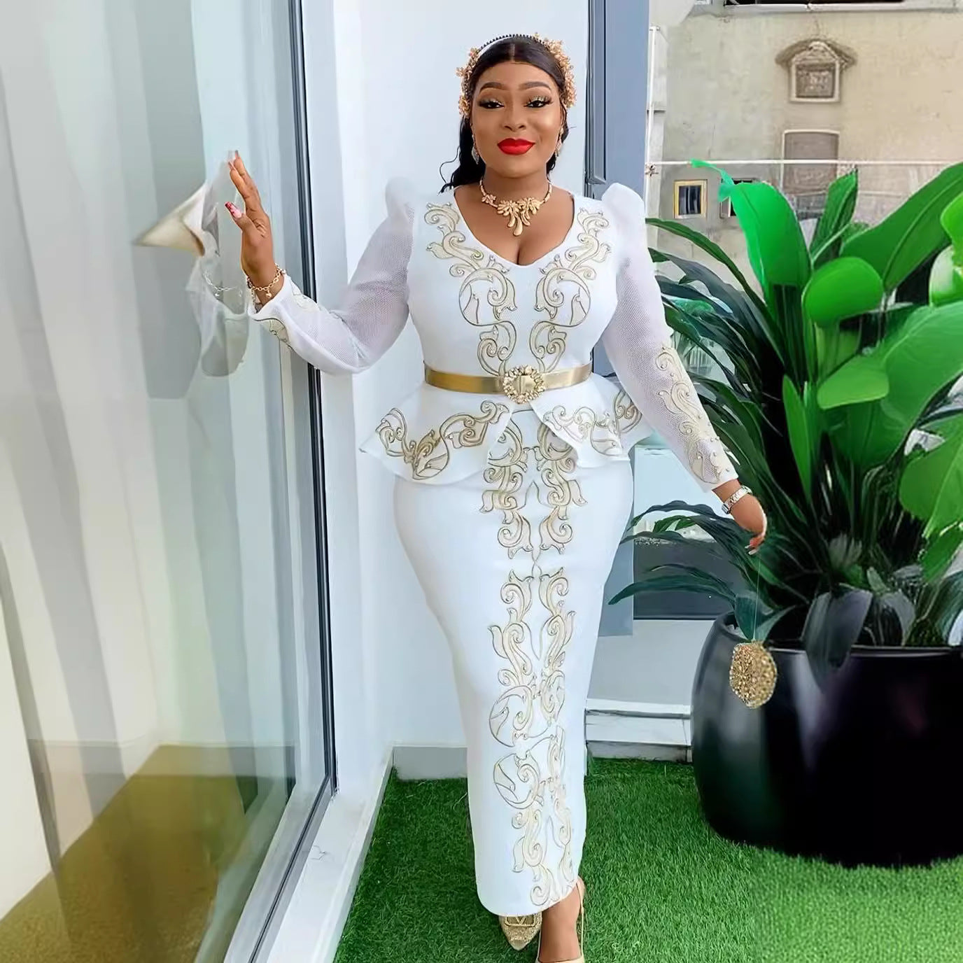 African Dresses for Women 2024 New White Africa Clothing Turkey Wedding Party L image 1