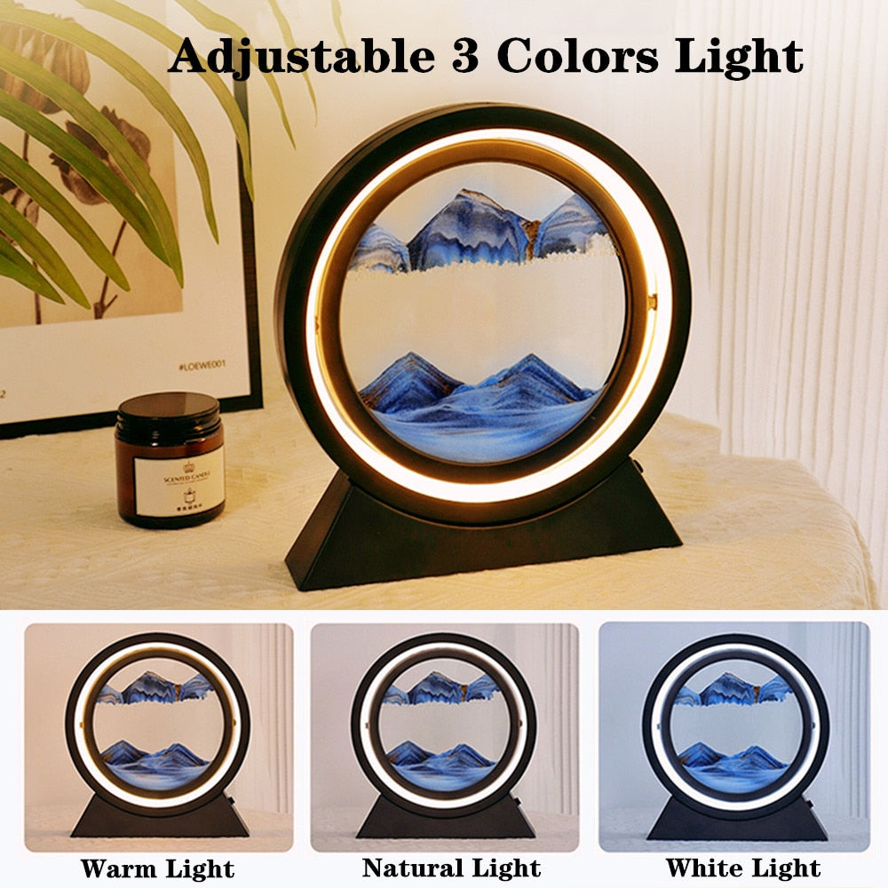 3D Hourglass Creative Quicksand Table Lamp Moving Sand Art Picture Deep Sea image 11