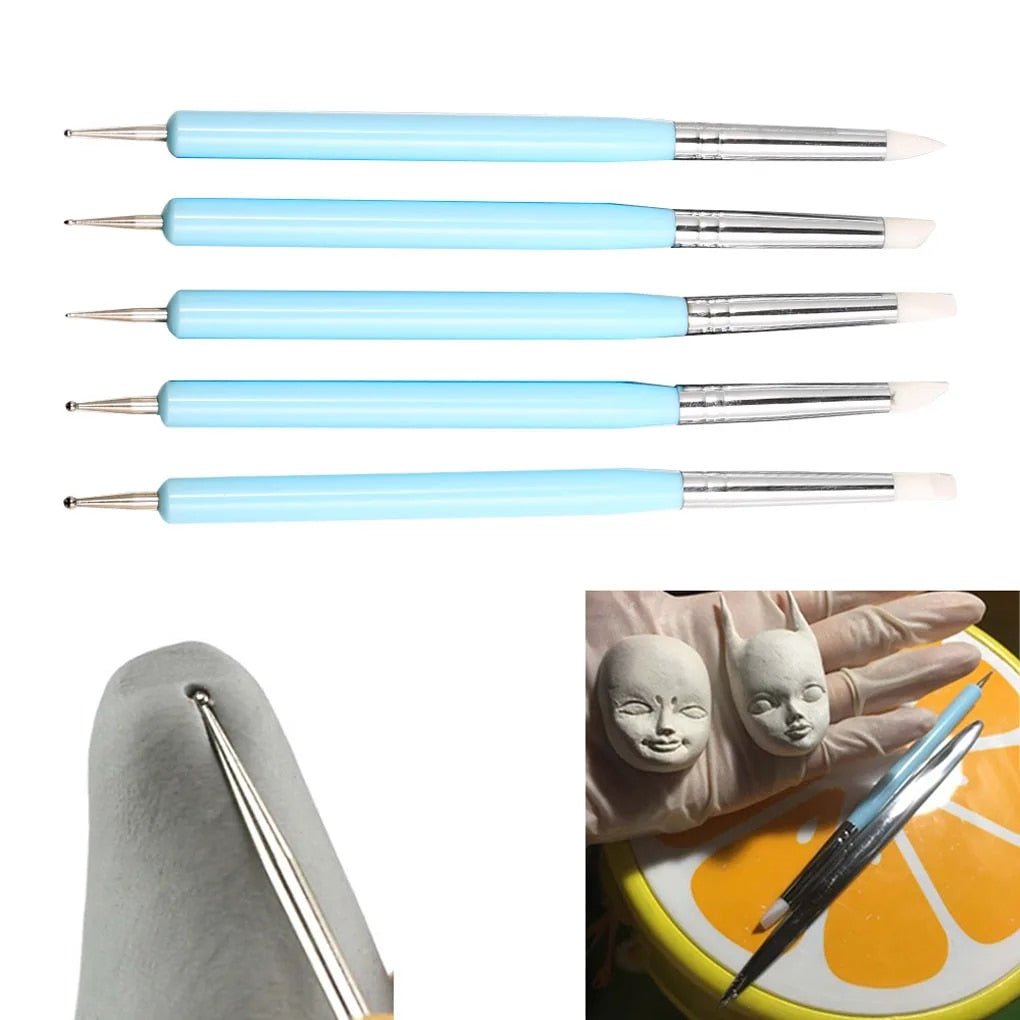 5pcs/set Double-ended Dotting Tools Set Nail Art Embossing Tools Pottery Craft image 3