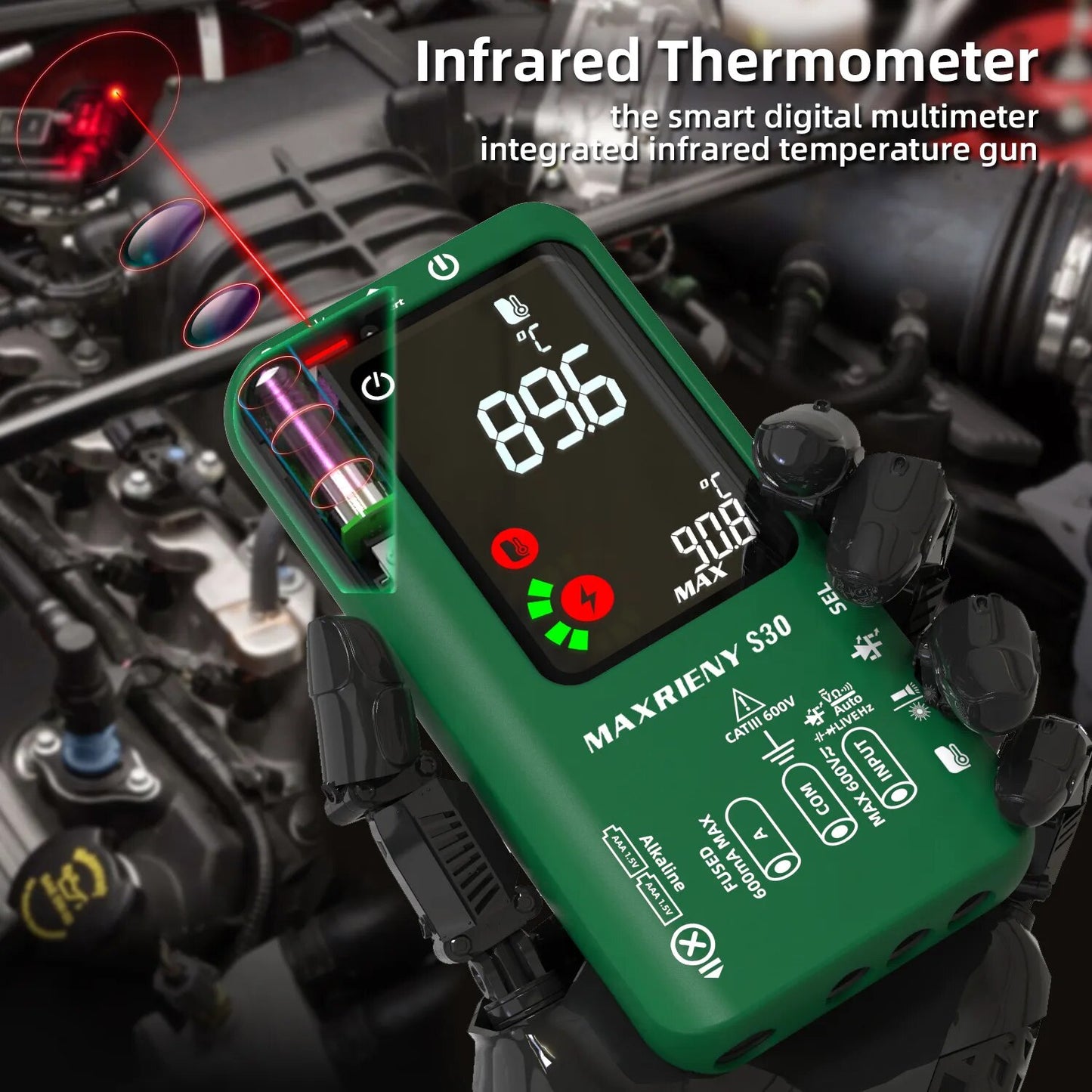 MAXRIENY Digital Multimeter Infrared Thermometer Rechargeable Voltmeter 9999 Co image 6