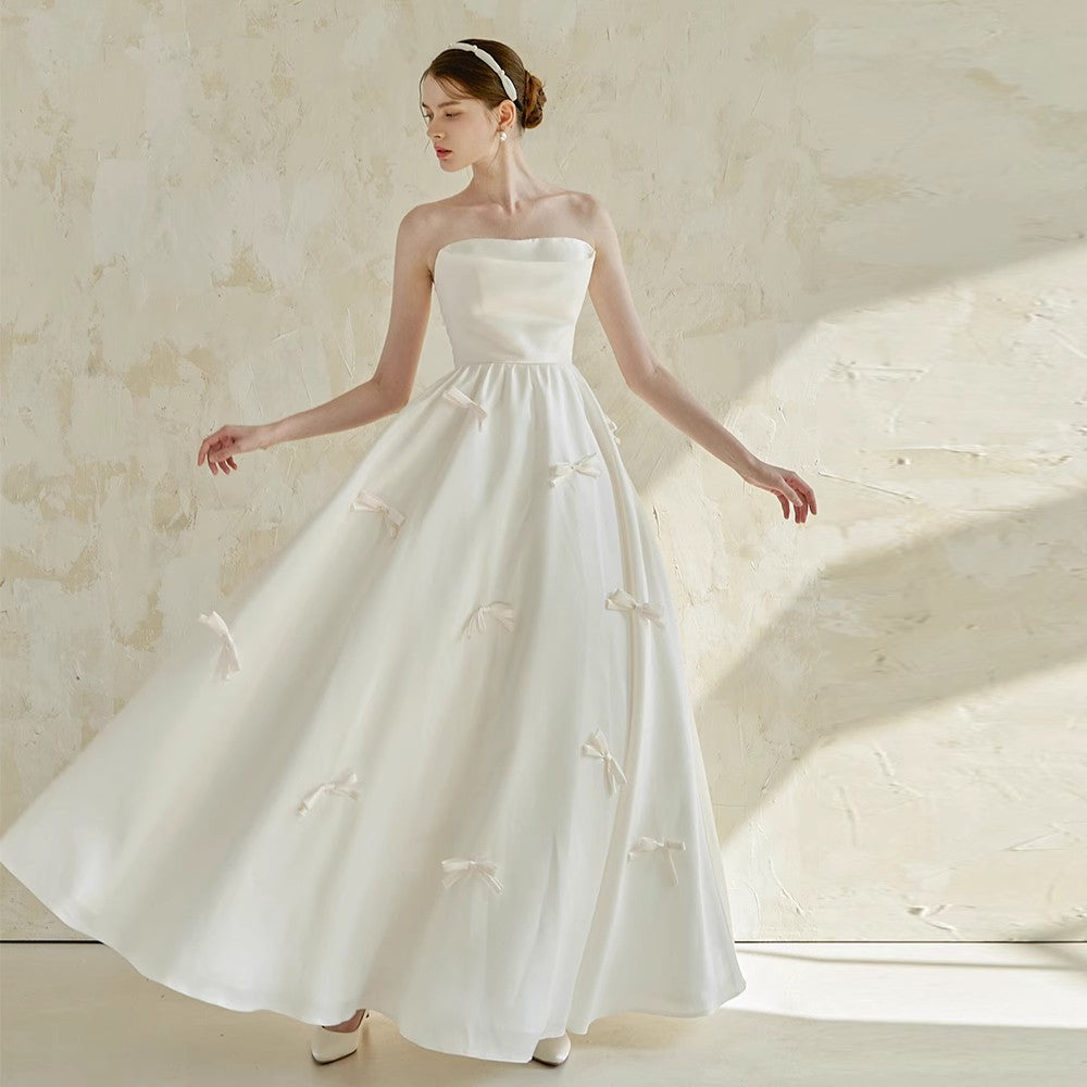 Wedding Dress Women Off the Shoulder Long Bridesmaid Prom Dress White Wedding P image 3
