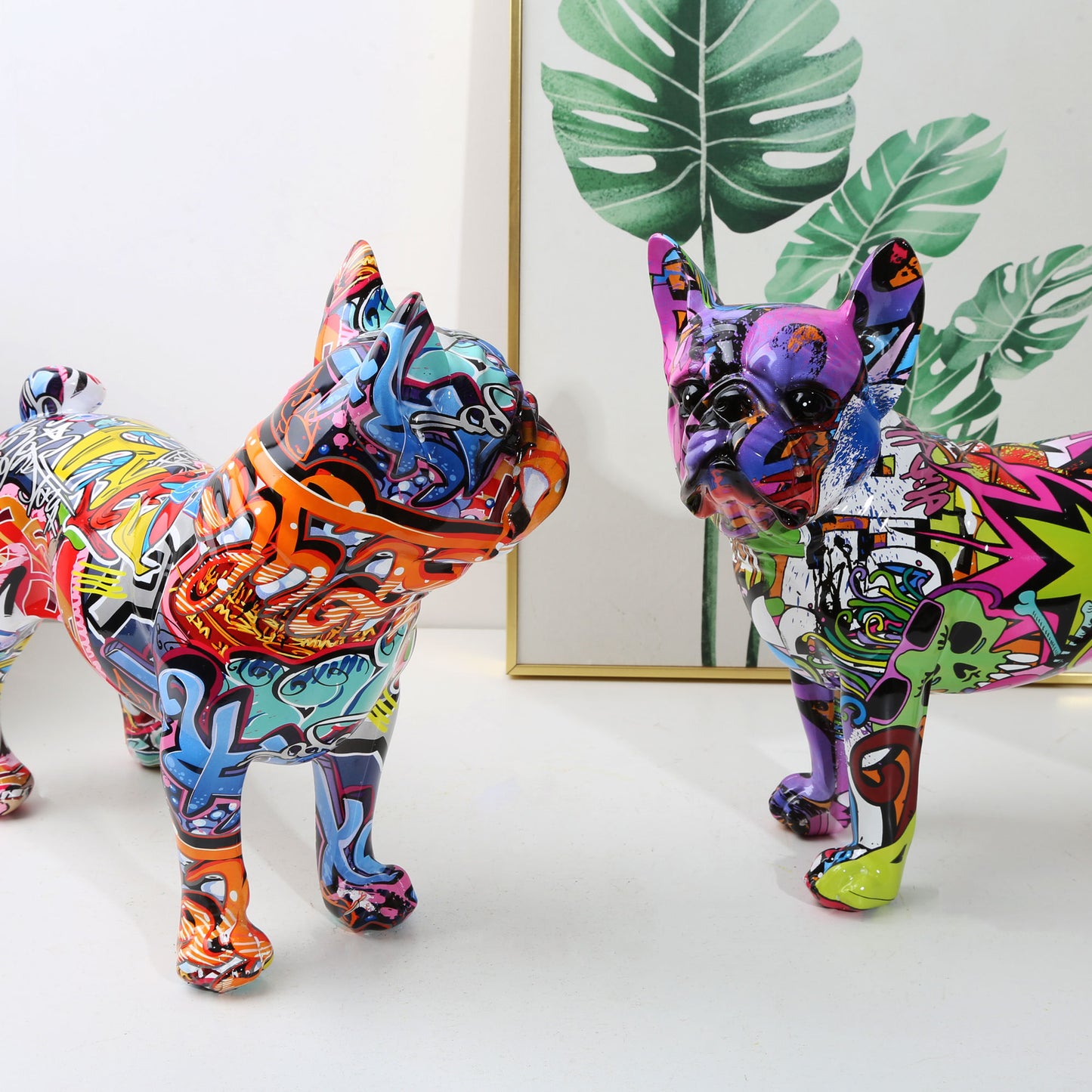 Nordic Art Painting Graffiti L/S French Bulldog Creative Resin Crafts Home Deco image 6