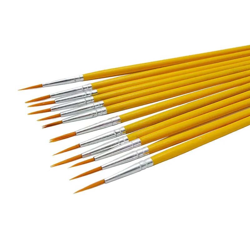 10pcs/set Long tail nylonhair hook line pen painting brush children DIY art sup image 1
