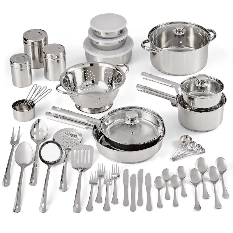 Mainstays Stainless Steel Cookware and Kitchen Combo Set Cooking Pots Set image 0