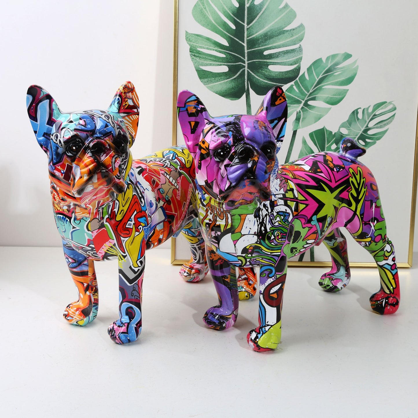 Nordic Art Painting Graffiti L/S French Bulldog Creative Resin Crafts Home Deco image 7
