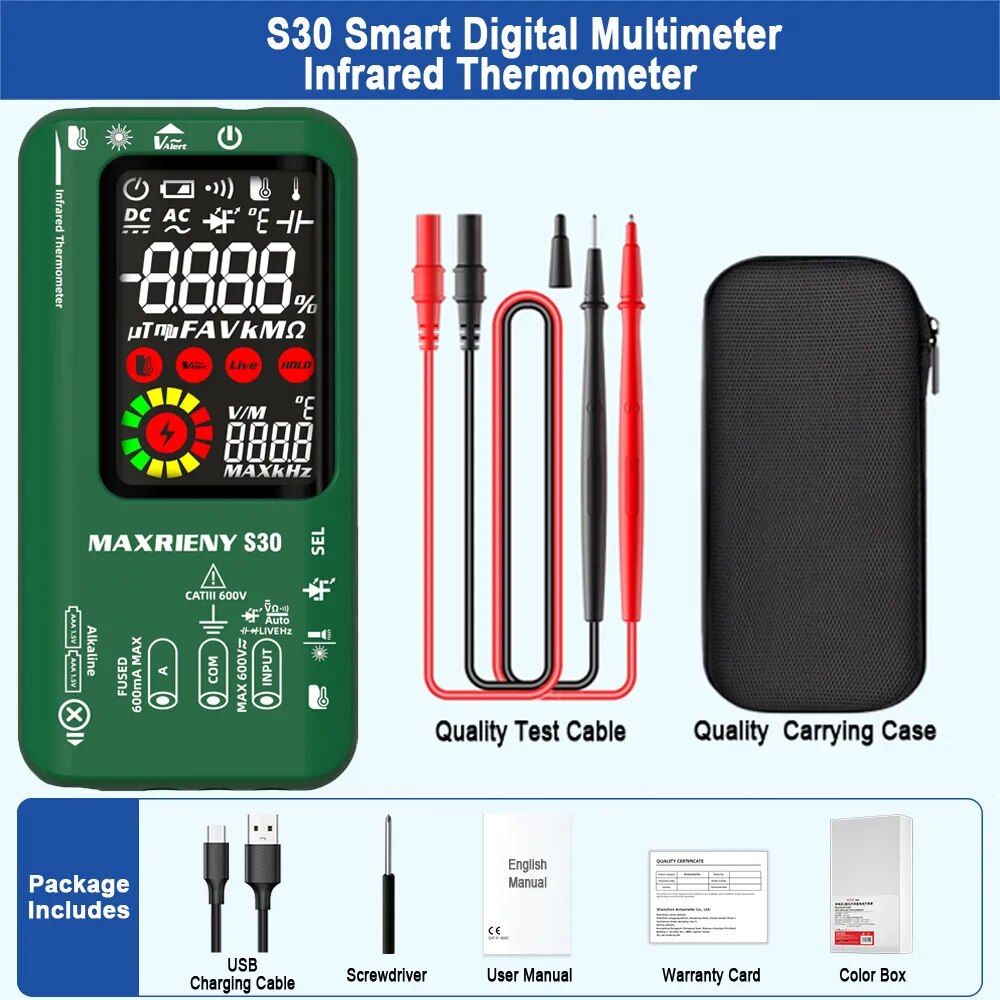 MAXRIENY Digital Multimeter Infrared Thermometer Rechargeable Voltmeter 9999 Co image 2